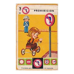 Aprende Señales de trafico Renault Heraclio Fournier 1972 baraja infantil Naipe 3III