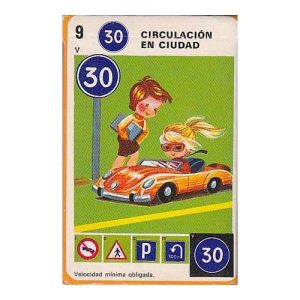 Aprende Señales de trafico Renault Heraclio Fournier 1972 baraja infantil Naipe 9V