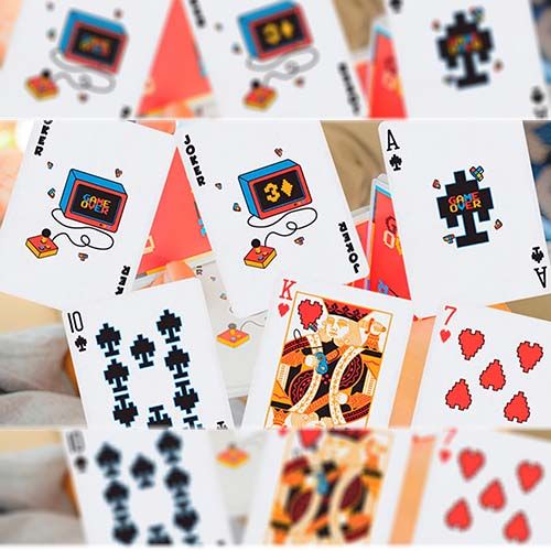 Game Over playing cards red poker deck USPCC Gemini Pixel 12