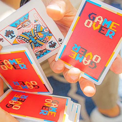 Game Over playing cards red poker deck USPCC Gemini Pixel 14