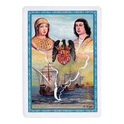 Baraja Aniversario Descubrimiento America Fournier 1992 Conmemotariva 500 Cristobal Colon poker reverso azul 14