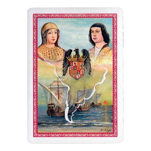 Baraja Aniversario Descubrimiento America Fournier 1992 Conmemotariva 500 Cristobal Colon poker reverso rojo 15