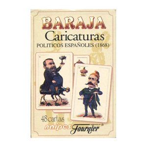 Baraja Caricaturas politicos españoles Fournier Naipes Heraclio 1868 48 cartas Francar coleccion politica 11