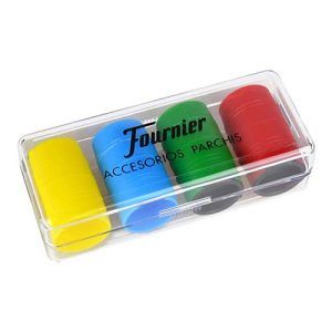 Fichas Parchis 4 jugadores Fournier Oca dados cubiletes rojo amarillo verde azul caja plastico 11