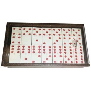 Mini Domino 28 fichas miniatura made in Spain Hecho en España caja plastico blanco y rojo juego mesa 11