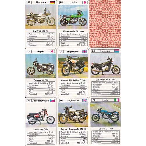Minis Motos Veloces Fournier Naipes Heraclio baraja cartas naipe moto mini miniatura serie nostalgia coleccion 13