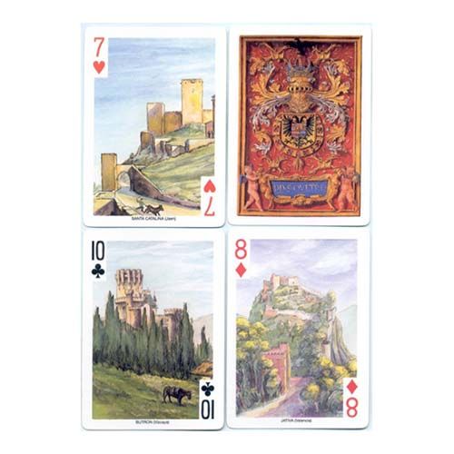 Baraja Castillos en España Fournier Naipes Heraclio Felix Alfaro Fournier poker 55 cartas naipe acuarela 12