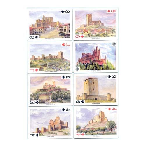 Baraja Castillos en España Fournier Naipes Heraclio Felix Alfaro Fournier poker 55 cartas naipe acuarela 13