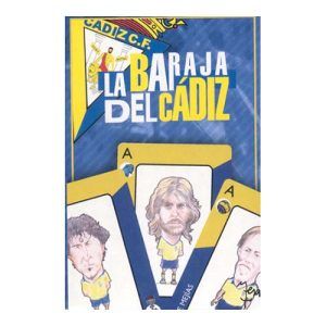 Baraja del Cadiz Comas club Futbol 40 cartas naipe balones trofeos silbatos banderines jugadores 11