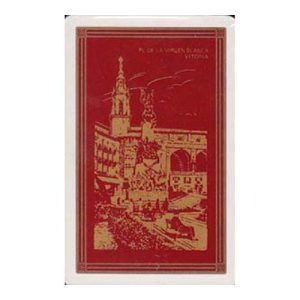 Baraja Plaza Virgen Blanca Vitoria Fournier cartas naipe Heraclio dorada española timbre negro visitar viaje turismo 11