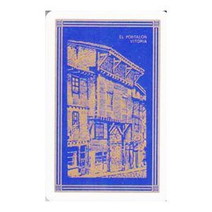 Baraja el Portalon Vitoria Fournier cartas naipe española reverso azul dorado timbre negro naipes Heraclio 11