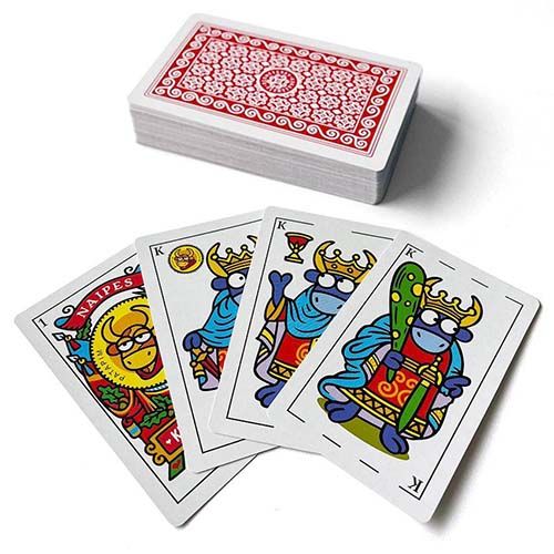 Kukuxumusu baraja española rabino 56 naipes cartas remigio ramundino dan fermin pamplona 8500000000335 azul roja 12