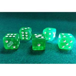 5 Dice Star Wars green dado dados transparentes verde blanco cinema film cine pelicula coleccion 11