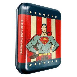 Superman playing cards tin box Cartamundi poker deck DC Comics Heroe Warner Bros cinema film 5411068200250 retro vintage 11