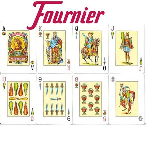 Baraja española 55 cartas Rabino Fournier naipe poker español ramundino remigio azul roja monos rabinos juego Heraclio celofán 12