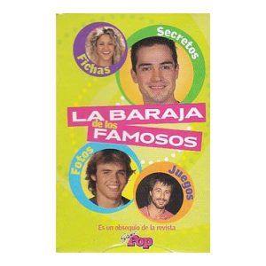 Baraja famosos Super Pop revista secretos fichas juego fotos 26 cartas naipe television espectaculo cantantes actores TV 11