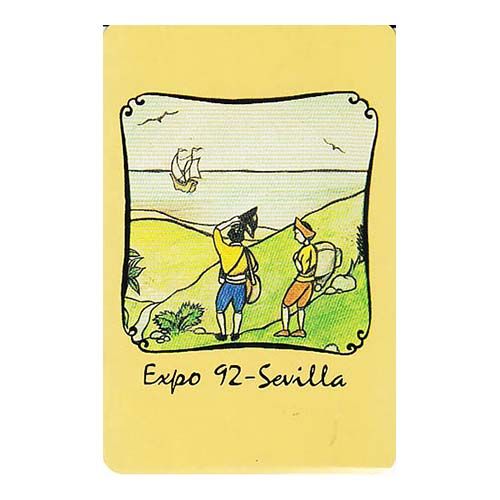 Expo 92 Sevilla poker blue cow baraja cartas naipe reverso publicitario estuche de plastico souvenir 11