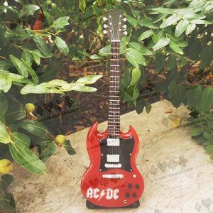 Miniature Guitar ACDC red tribute Music band mini miniatura musica guitarra electric banda album roja tributo 11