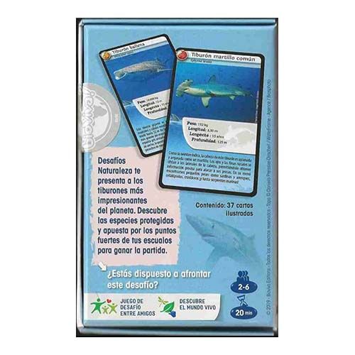Tiburones Desafios Naturaleza cartas 36 baraja naipe Bioviva animal animales 3569160660303 desafio juego aprender didactico 13