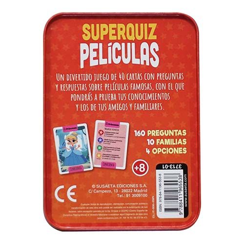 Peliculas SuperQuiz juego Susaeta editorial edidicones fichas cartas tarjetas baraja preguntas respuestas cine pelis batman 9788411965538 14