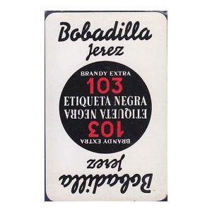 Brandy 103 etiqueta negra baraja española Fournier Bobadilla Jerrez extra 40 cartas Naipes Heracliko publicidad publicitaria juego 11