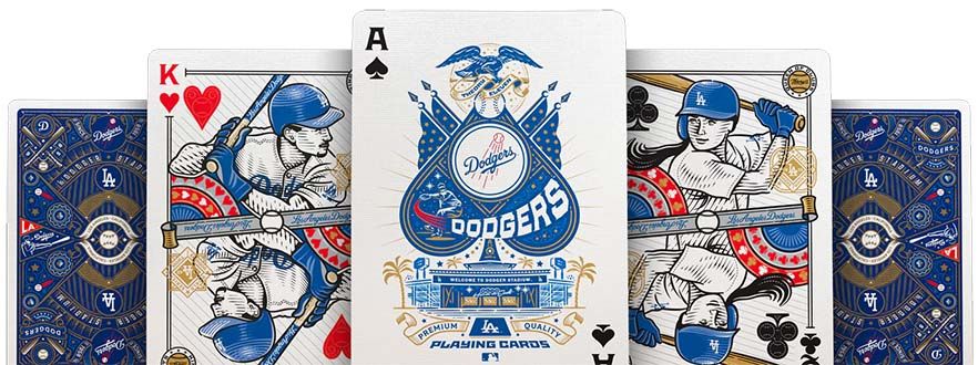 Dodgers playing cards Theory11 poker deck 0850080856116 LOs Angeles baseball stadium New York major league MLB LA premium banner