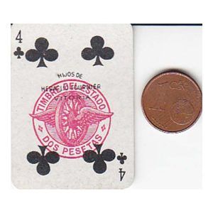 Mini poker Hijos Heraclio Fournier baraja cartas años 50 timbre rojo sobre naipes Casa Betrand Domec Fagoaga Fernández Buenos Aires 11