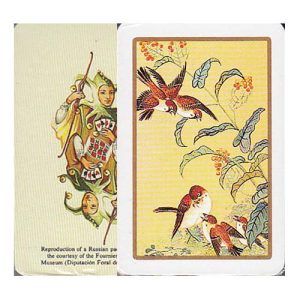 Mini poker Russian birds cards Fournier reproduction playing museum Vitoria deck pocket traditional flowers gold Naipes Heraclio 11
