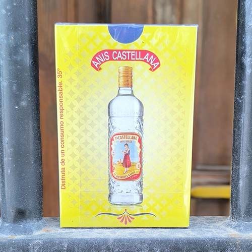 Terry centenario anis castellana baraja Fournier dulce Naipes fibra marfil bebida botella alcohol publicitaria cartas 12