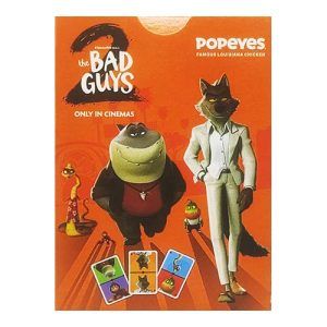 The Bad Guys 2 juego cartas crazy 8 Popeyes Dreamworks film cinema Lousiana Chicken game baraja 11