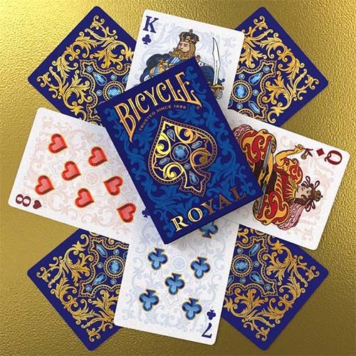 Royal Bicycle playing cards poker deck 0073854100530 magic gold blue baraja poker naipe realeza oro azul magia trucos 13