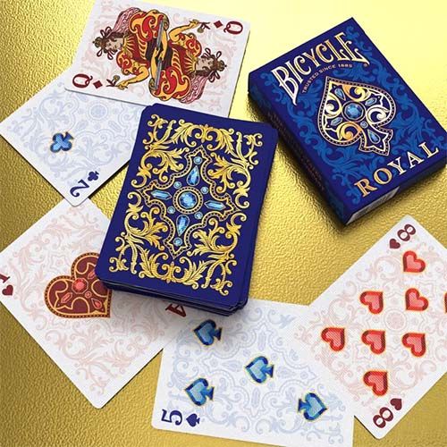 Royal Bicycle playing cards poker deck 0073854100530 magic gold blue baraja poker naipe realeza oro azul magia trucos 14