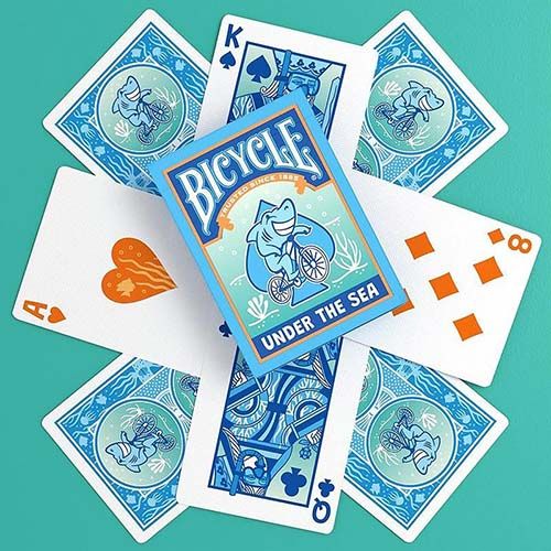 Under the Sea Bicycle playing cards poker deck 0073854099513 shark ocean USPCC sea magic baraja cartas naipe 13