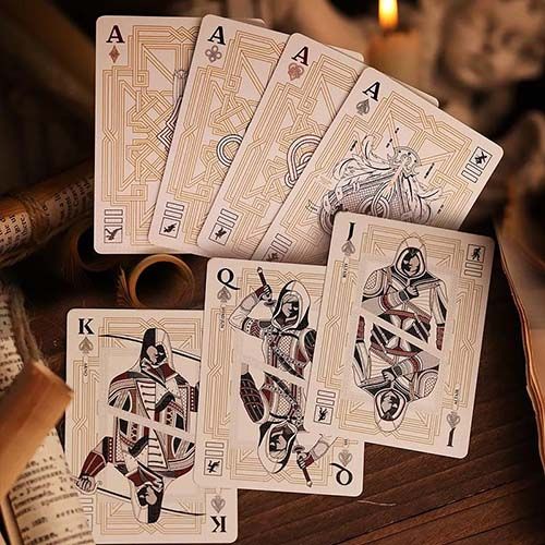 Assasins Creed legacy playing cards white hidden blade edition poker deck series room one Ubisoft Desmond miles 12
