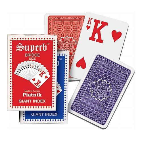 Superb bridge size giant index Piatnik red blue 9001890149511 playing cards poker deck big numbers 11